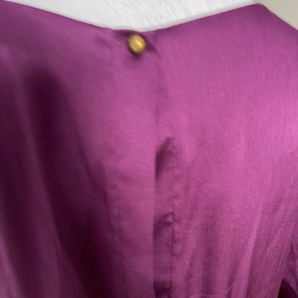 100% Silk Diane Von Furstenberg purple knee length ruffle dress sz 4 - Picture 4 of 8